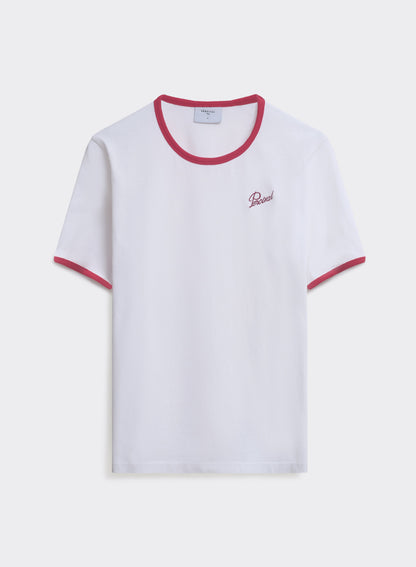 Men's Ringer T Shirt - Slim Fit - Cotton - White & Red | Percival