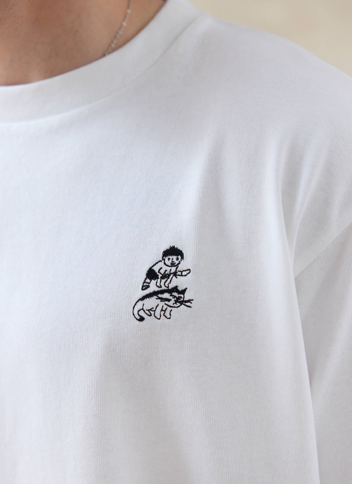 Men's Embroidered White T Shirt - Palmer - Cotton | Percival