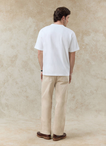 Men's Embroidered White T Shirt - Palmer - Cotton | Percival
