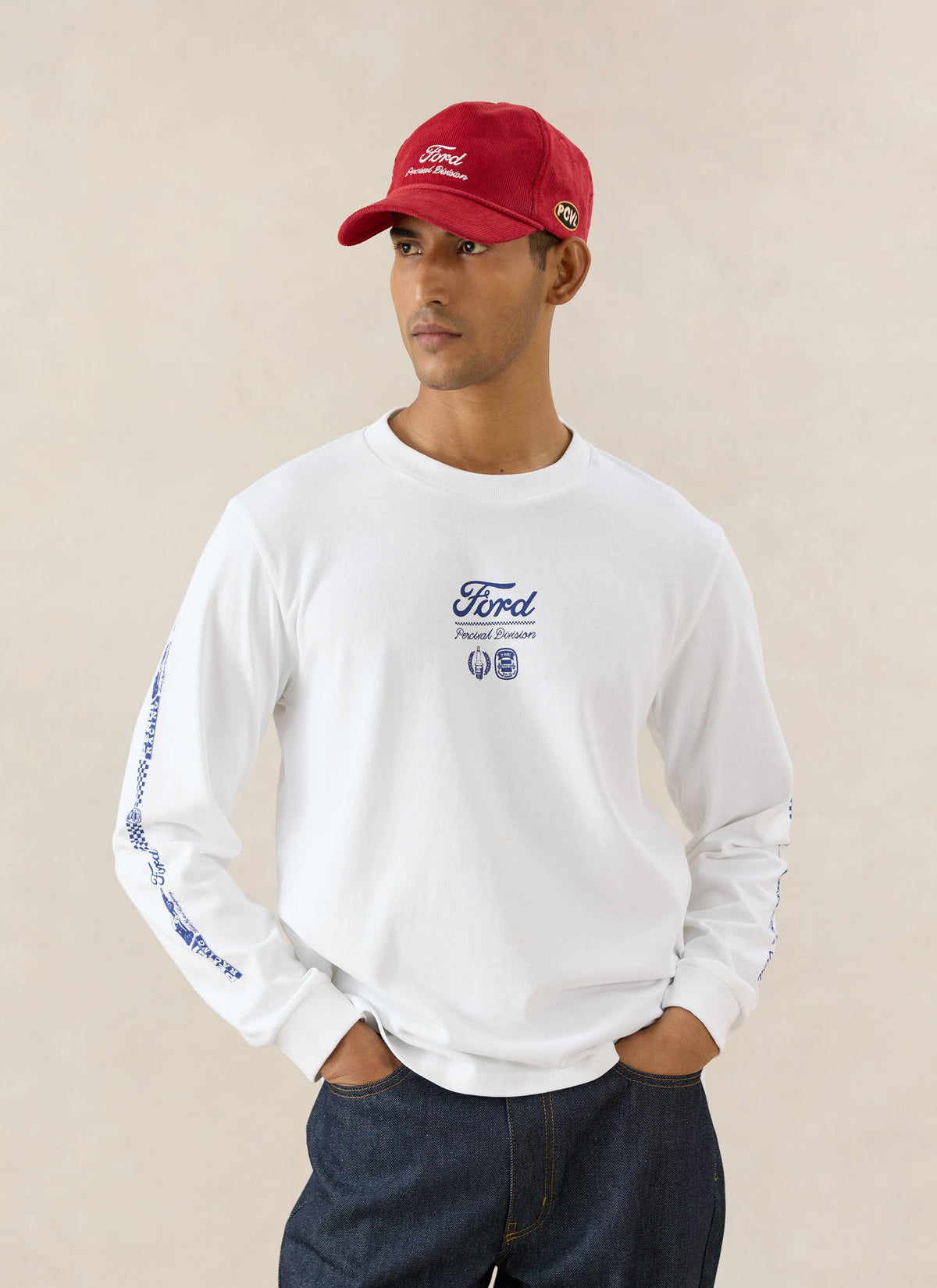Men's Long Sleeve T Shirt - Organic Cotton - White - Ford x Percival | Percival