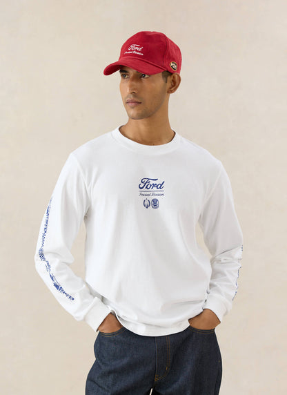 Men's Long Sleeve T Shirt - Organic Cotton - White - Ford x Percival | Percival