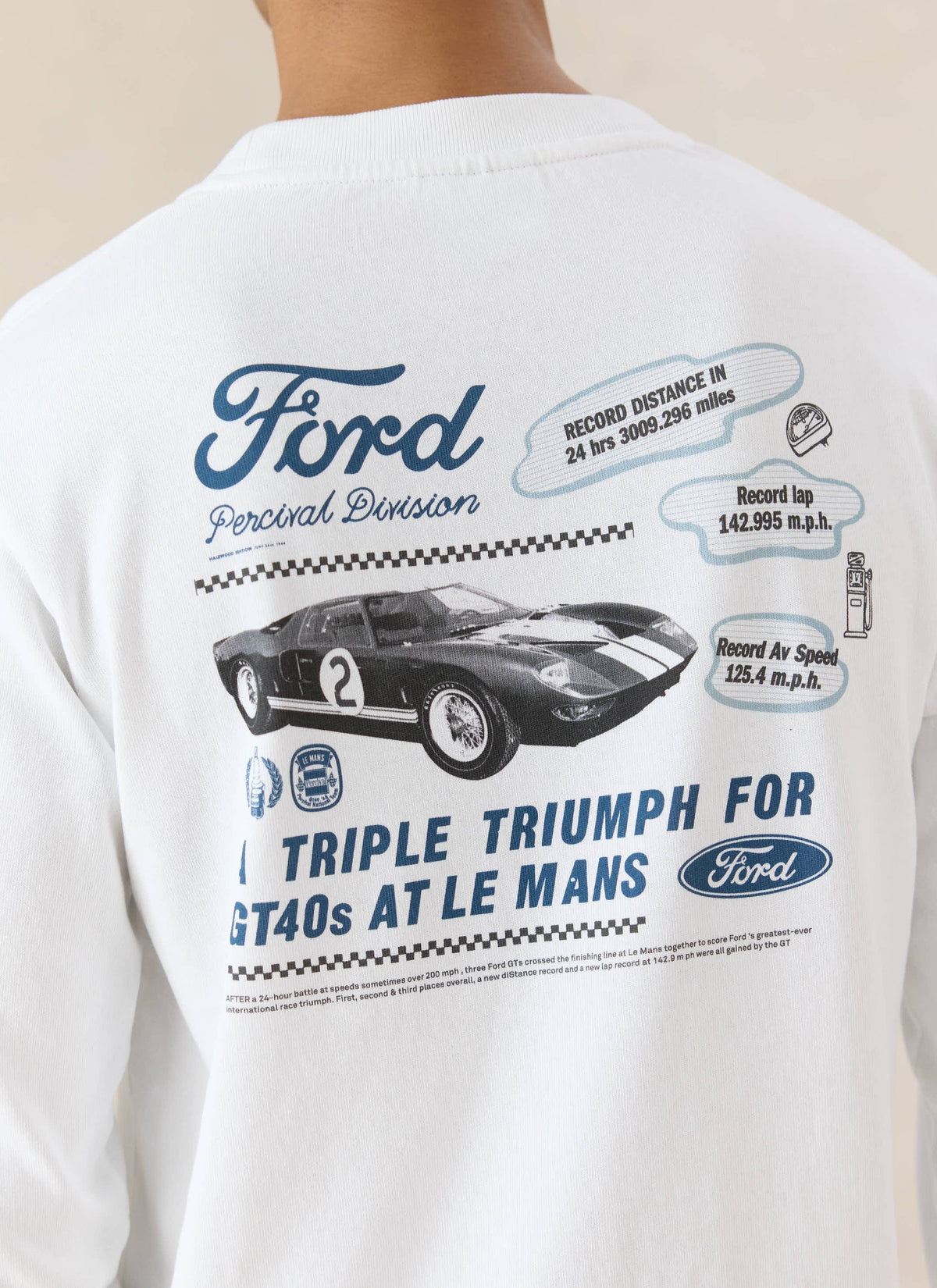 Men's Long Sleeve T Shirt - Organic Cotton - White - Ford x Percival | Percival
