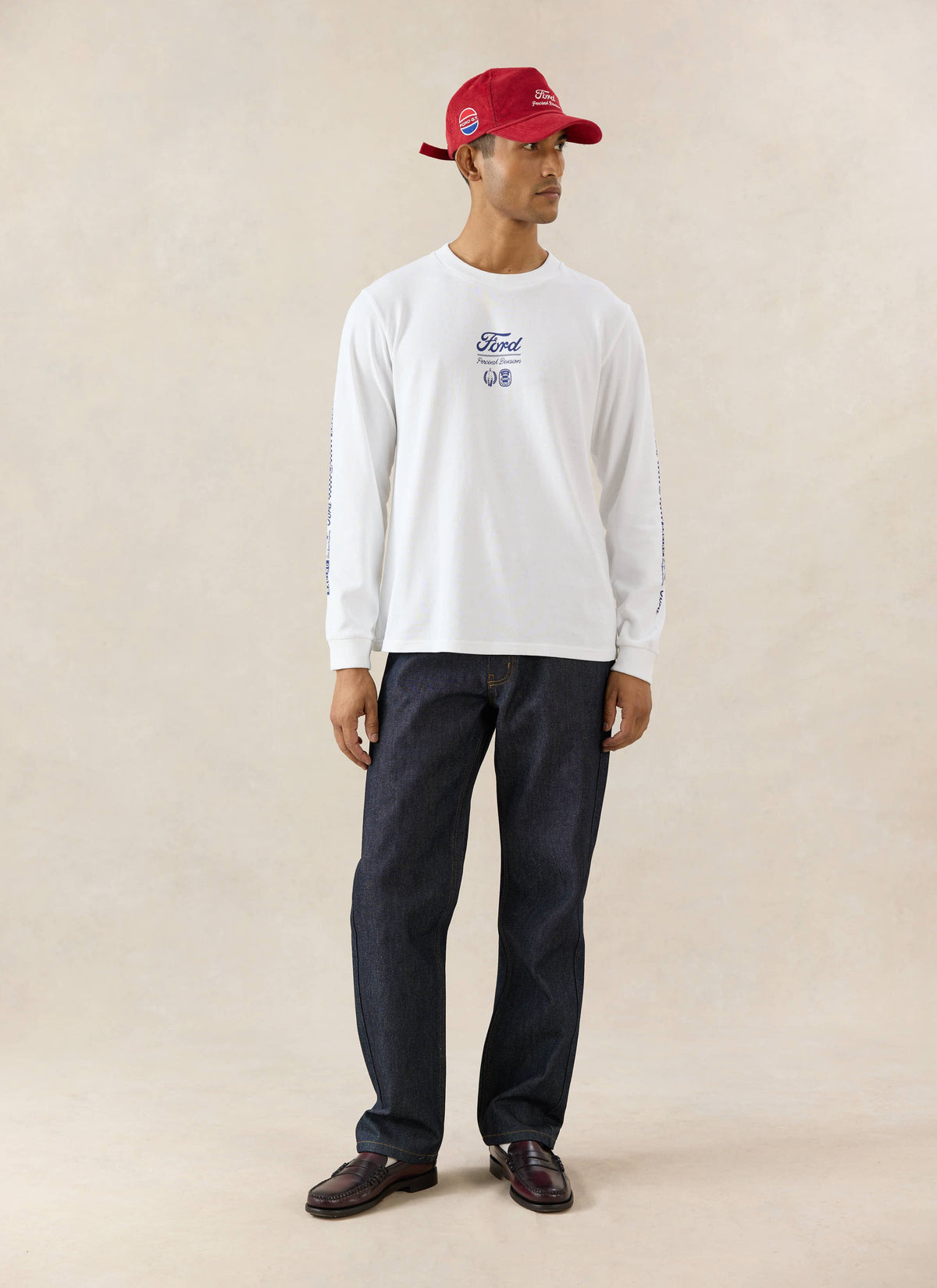 Men's Long Sleeve T Shirt - Organic Cotton - White - Ford x Percival | Percival