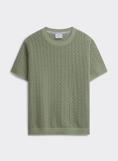 Men's Knitted T Shirt - Siena - Cotton - Pistachio Green | Percival