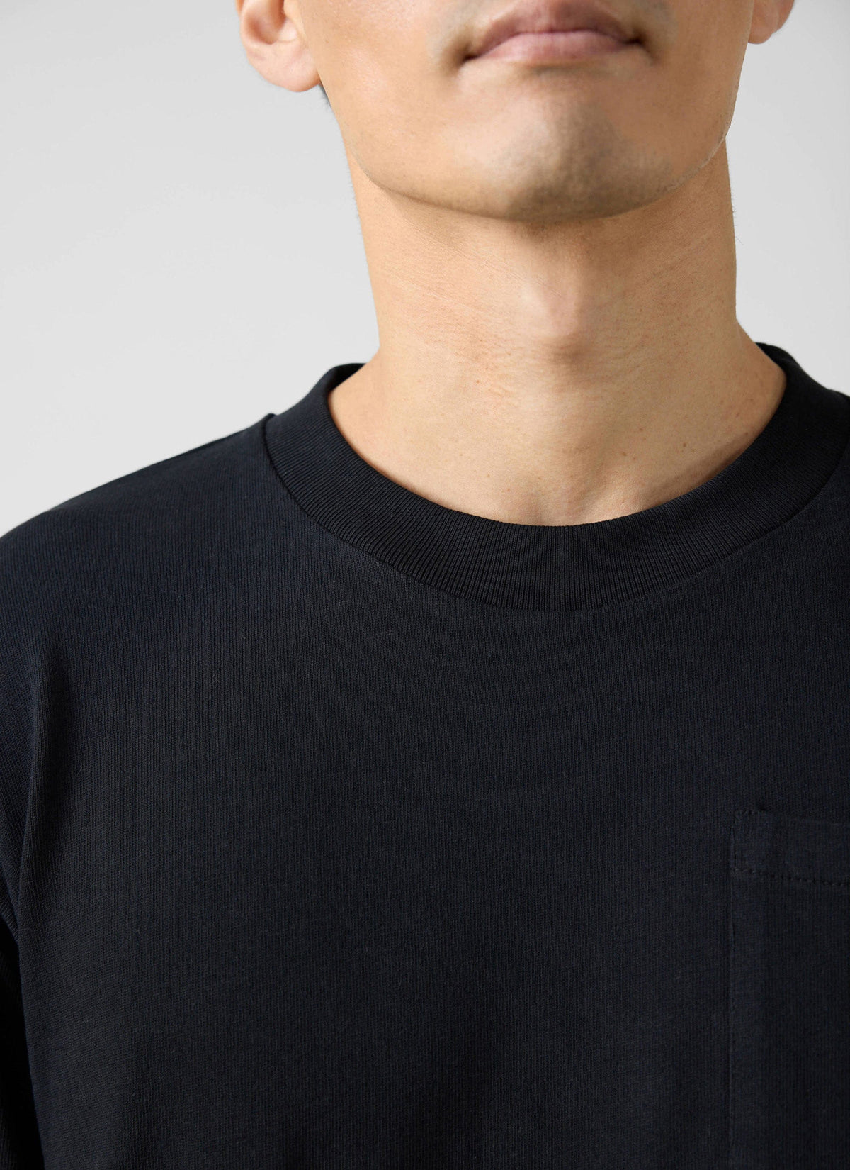 Long Sleeve Crew Neck T Shirt - Cotton - Black | Percival