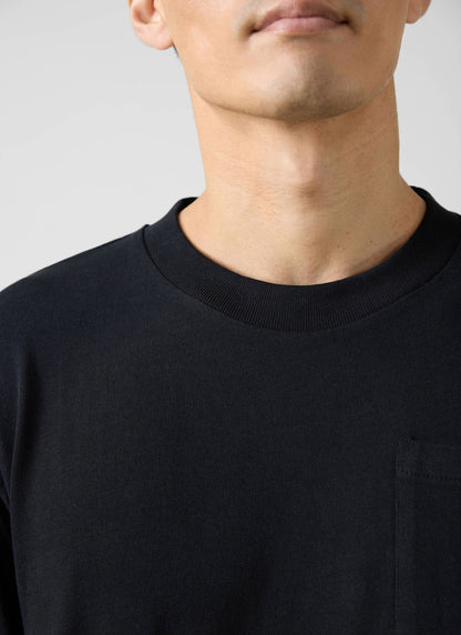 Long Sleeve Crew Neck T Shirt - Cotton - Black | Percival