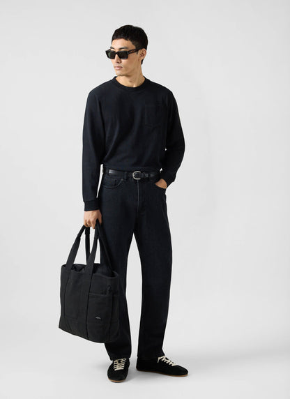 Long Sleeve Crew Neck T Shirt - Cotton - Black | Percival