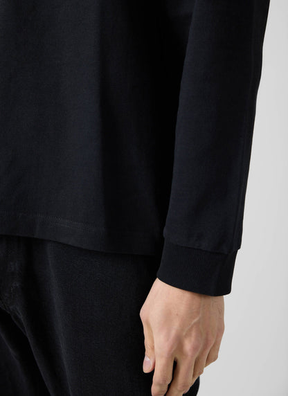 Long Sleeve Crew Neck T Shirt - Cotton - Black | Percival