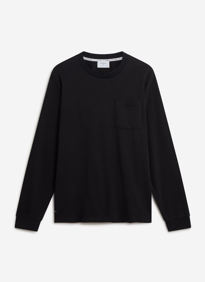 Long Sleeve Crew Neck T Shirt - Cotton - Black | Percival