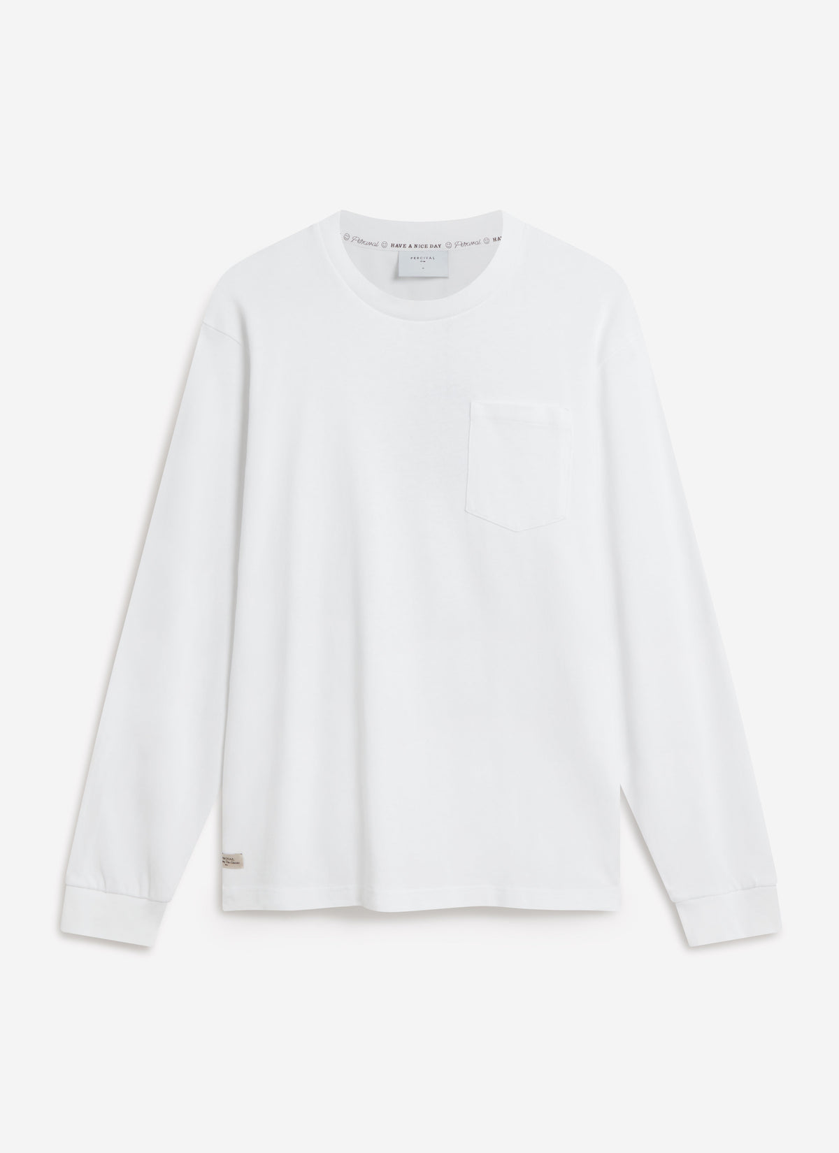 Long Sleeve Crew Neck T Shirt - Cotton - White | Percival