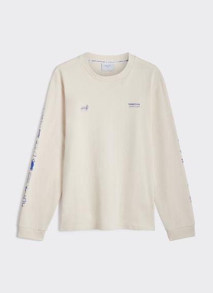 Men's Long Sleeve T Shirt - Fine Wines - Cotton - Cream | Percival