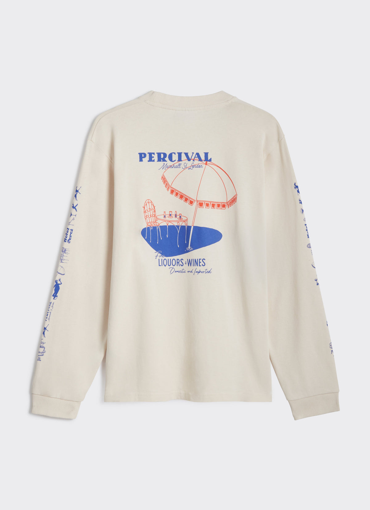 Men's Long Sleeve T Shirt - Fine Wines - Cotton - Cream | Percival