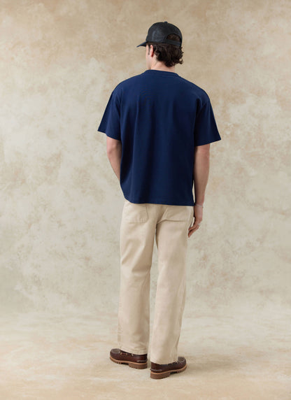 Men's Embroidered Navy T-Shirt - Clarke - Cotton | Percival