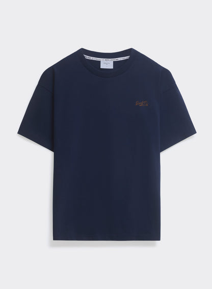 Men's Embroidered Navy T-Shirt - Clarke - Cotton | Percival