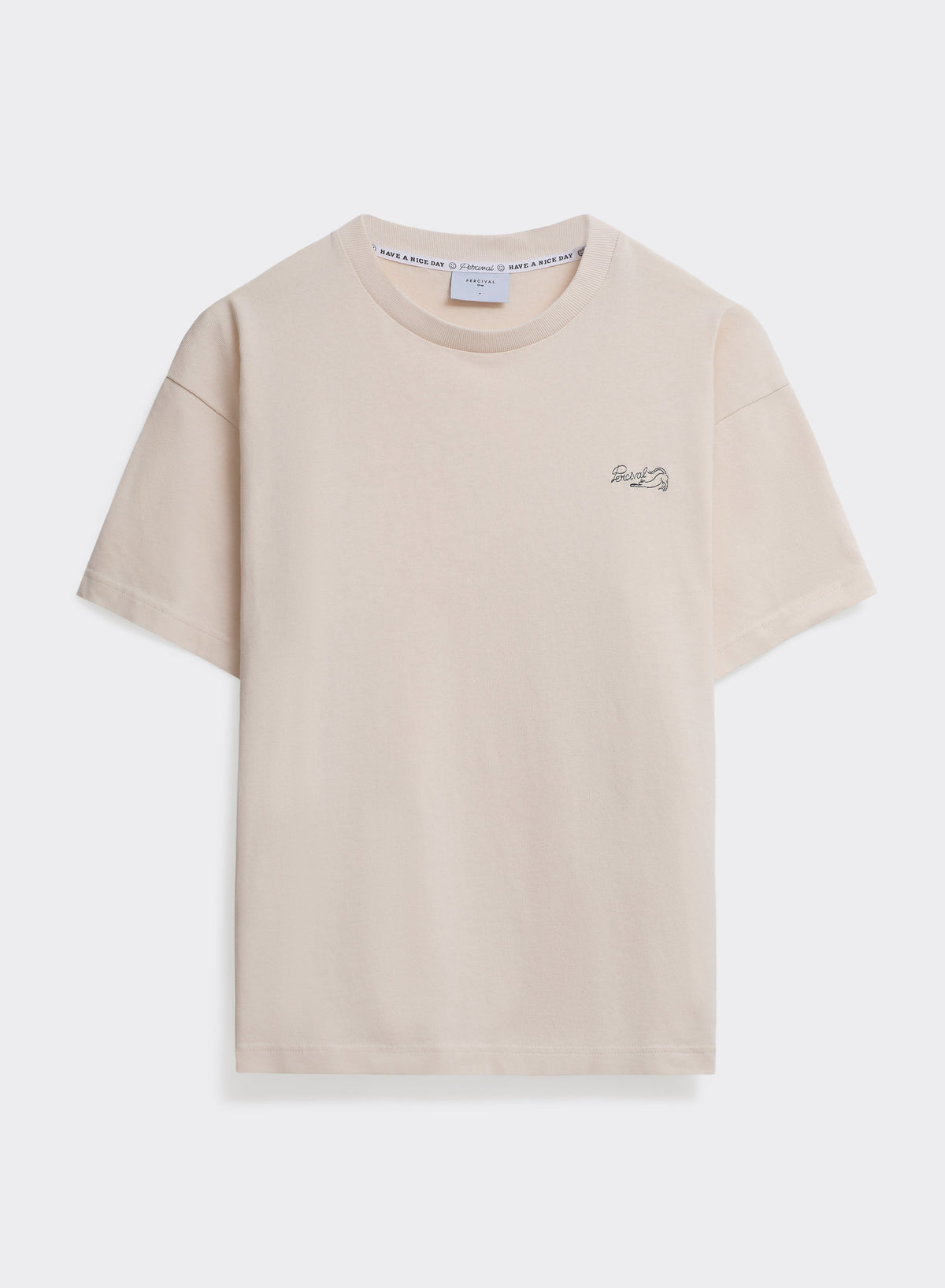 Men's Embroidered Cream T-Shirt - Clarke - Cotton | Percival
