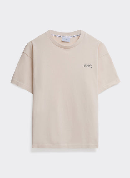 Men's Embroidered Cream T-Shirt - Clarke - Cotton | Percival
