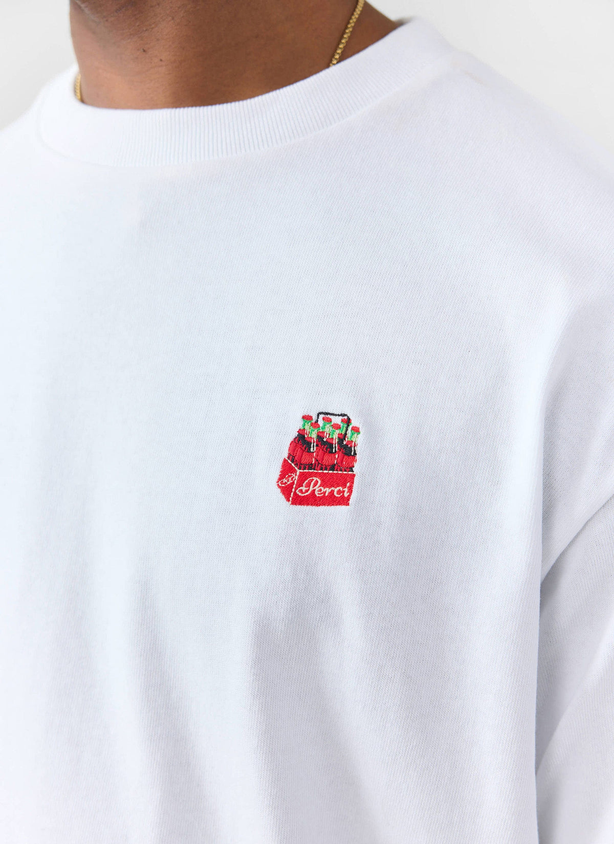 Soda Bottles Oversized Embroidered T Shirt - Organic Cotton - White | Percival
