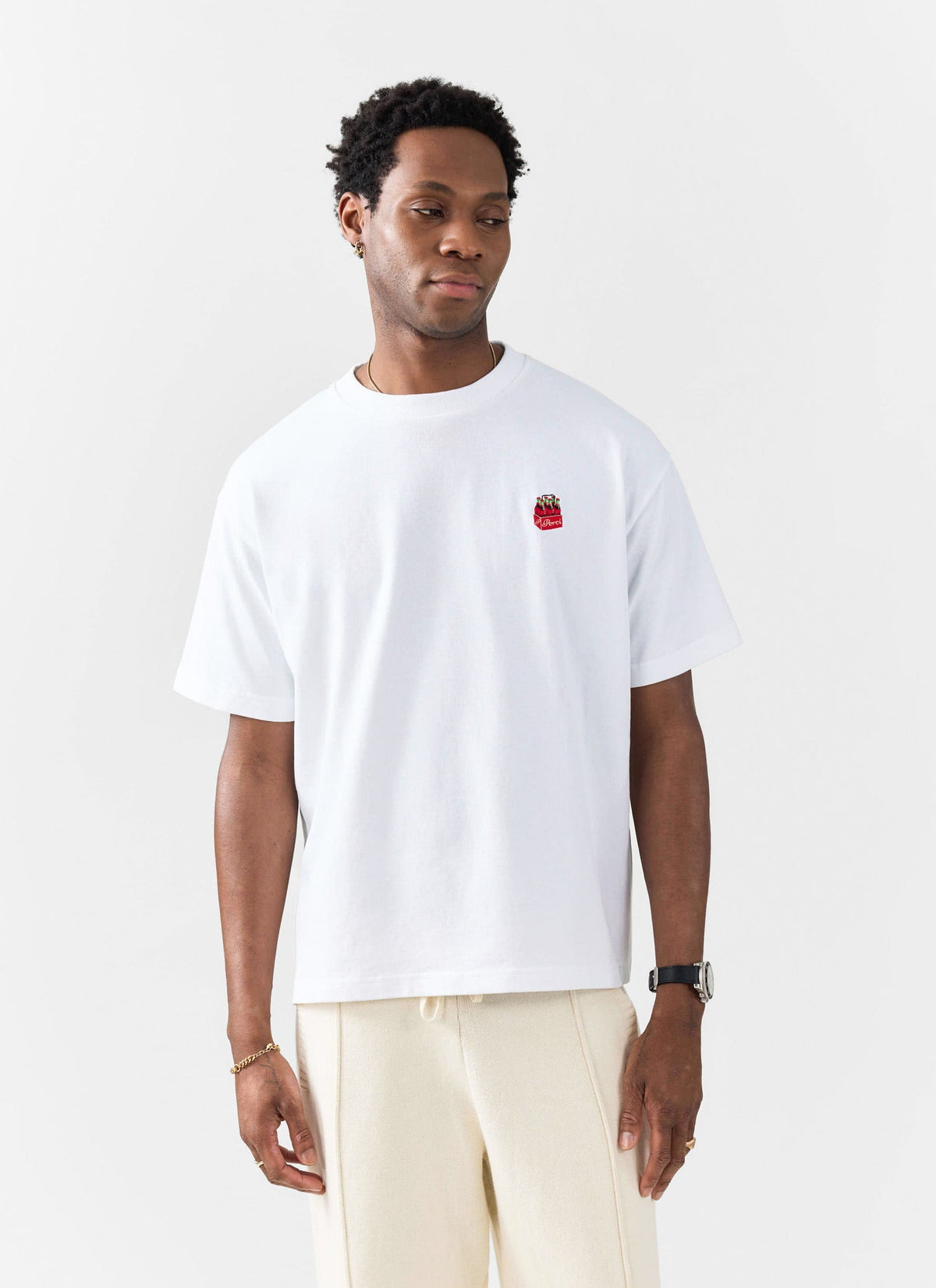 Soda Bottles Oversized Embroidered T Shirt - Organic Cotton - White | Percival