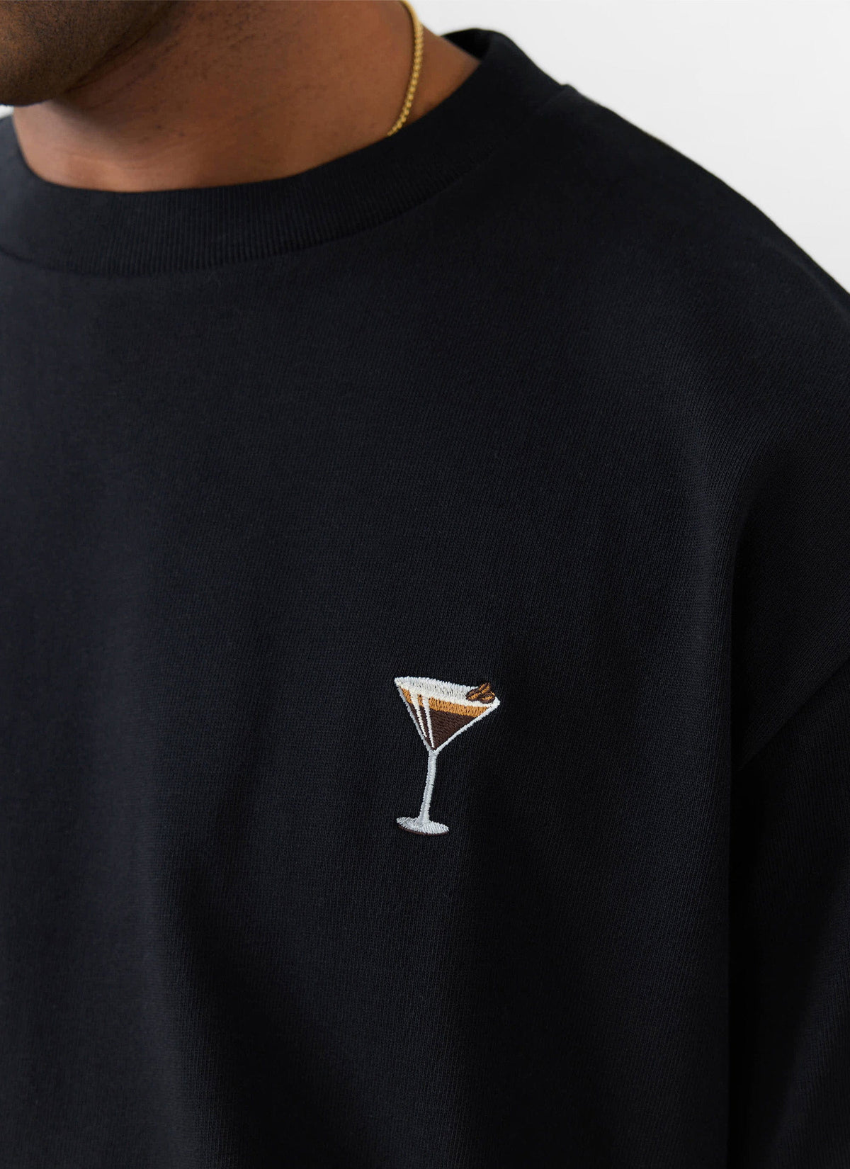 Espresso Martini Oversized Embroidered T Shirt - Organic Cotton - Blac | Percival