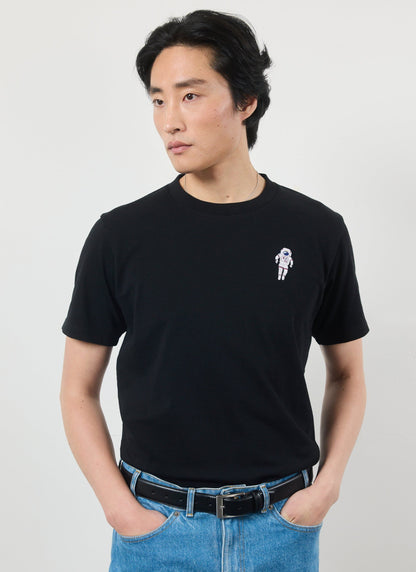 Men's Embroidered T Shirt: Negroni - Heavyweight Cotton - Black | Percival