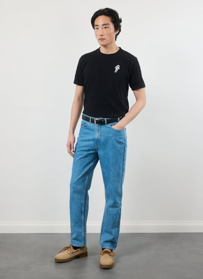 Men's Embroidered T Shirt: Negroni - Heavyweight Cotton - Black | Percival