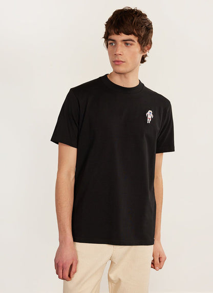 Men's Embroidered T Shirt: Negroni - Heavyweight Cotton - Black | Percival