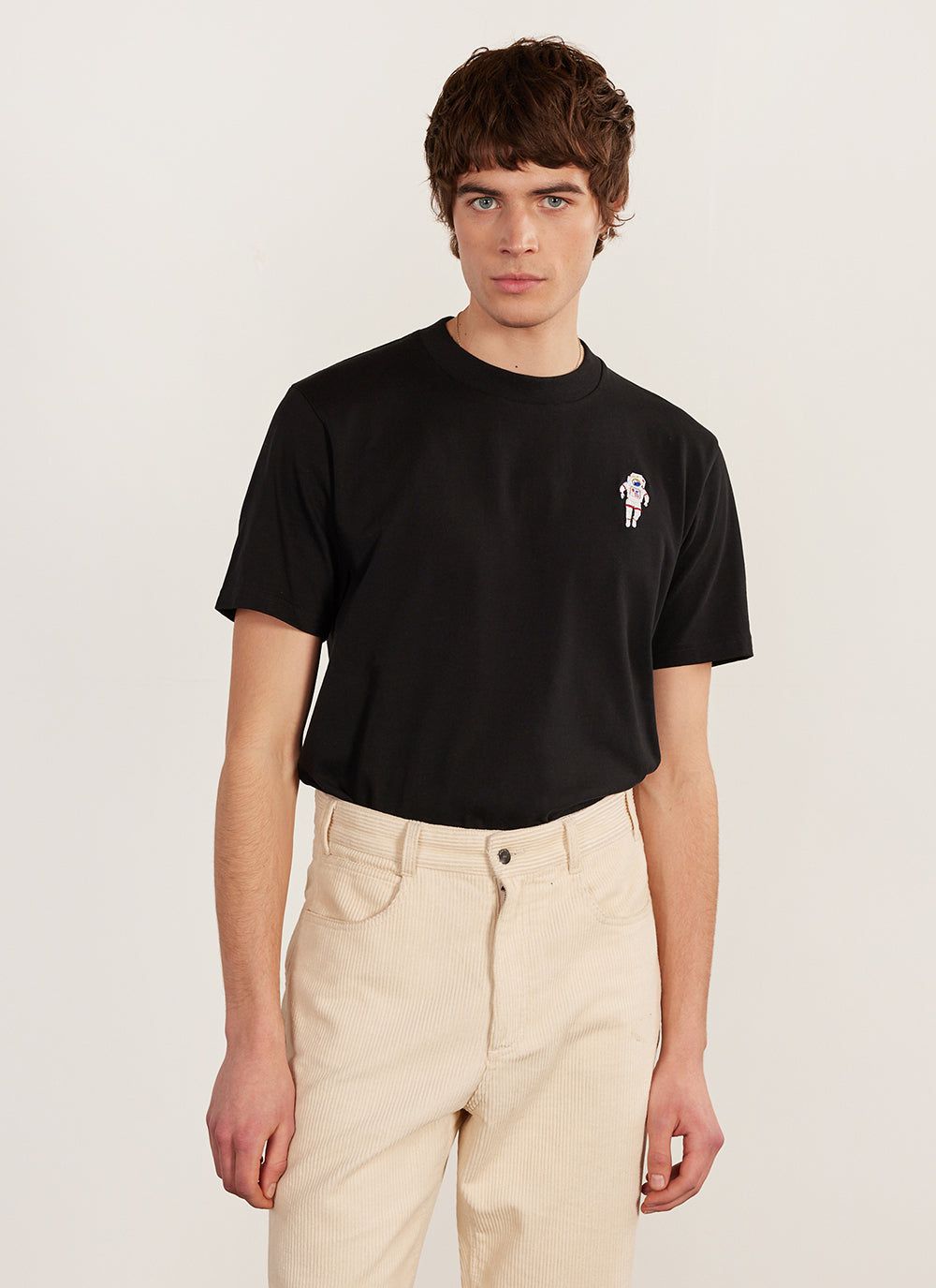 Men's Embroidered T Shirt: Negroni - Heavyweight Cotton - Black | Percival