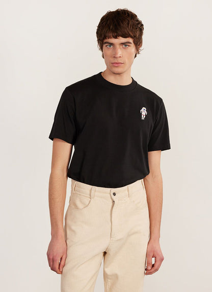Men's Embroidered T Shirt: Negroni - Heavyweight Cotton - Black | Percival