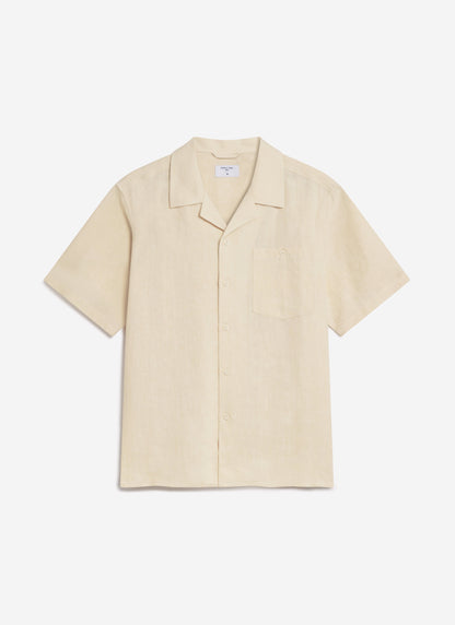 Men's Short Sleeve Cuban Shirt - Linen - Natural White | Percival