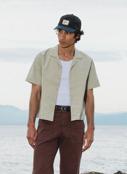 Men's Pistachio Cuban Collar Shirt - Daniel - Cotton | Percival