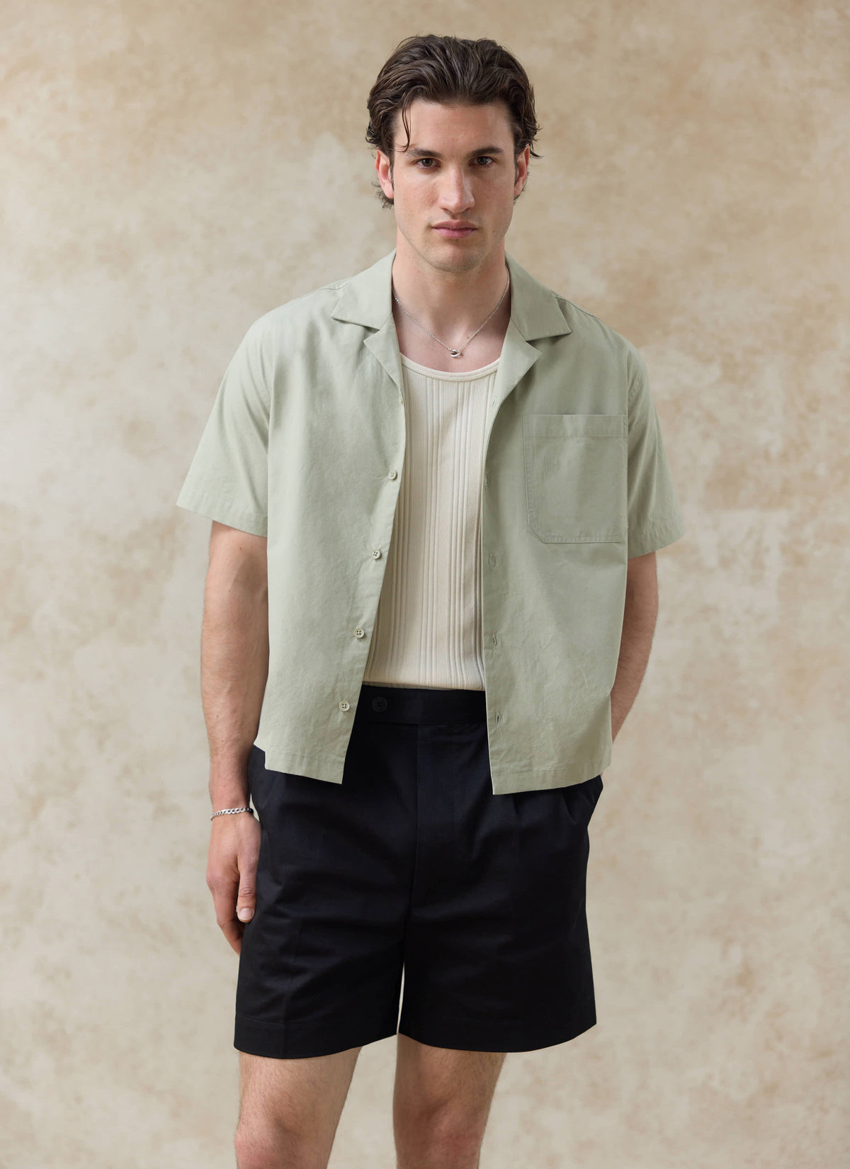 Men's Pistachio Cuban Collar Shirt - Daniel - Cotton | Percival
