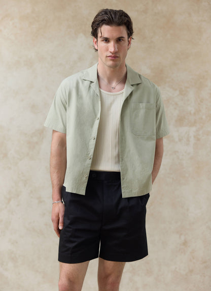 Men's Pistachio Cuban Collar Shirt - Daniel - Cotton | Percival