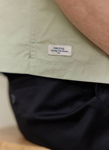 Men's Pistachio Cuban Collar Shirt - Daniel - Cotton | Percival