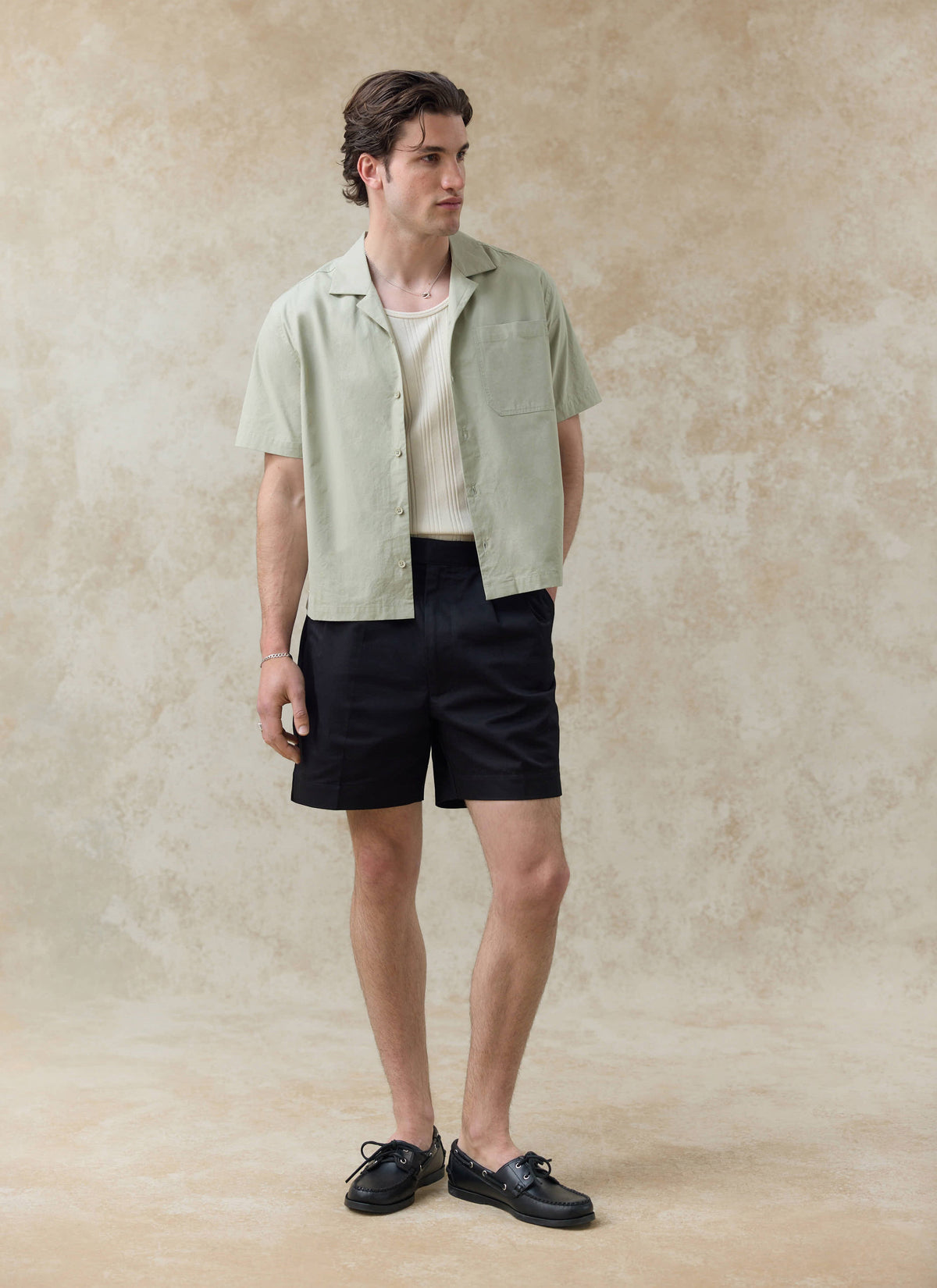 Men's Pistachio Cuban Collar Shirt - Daniel - Cotton | Percival
