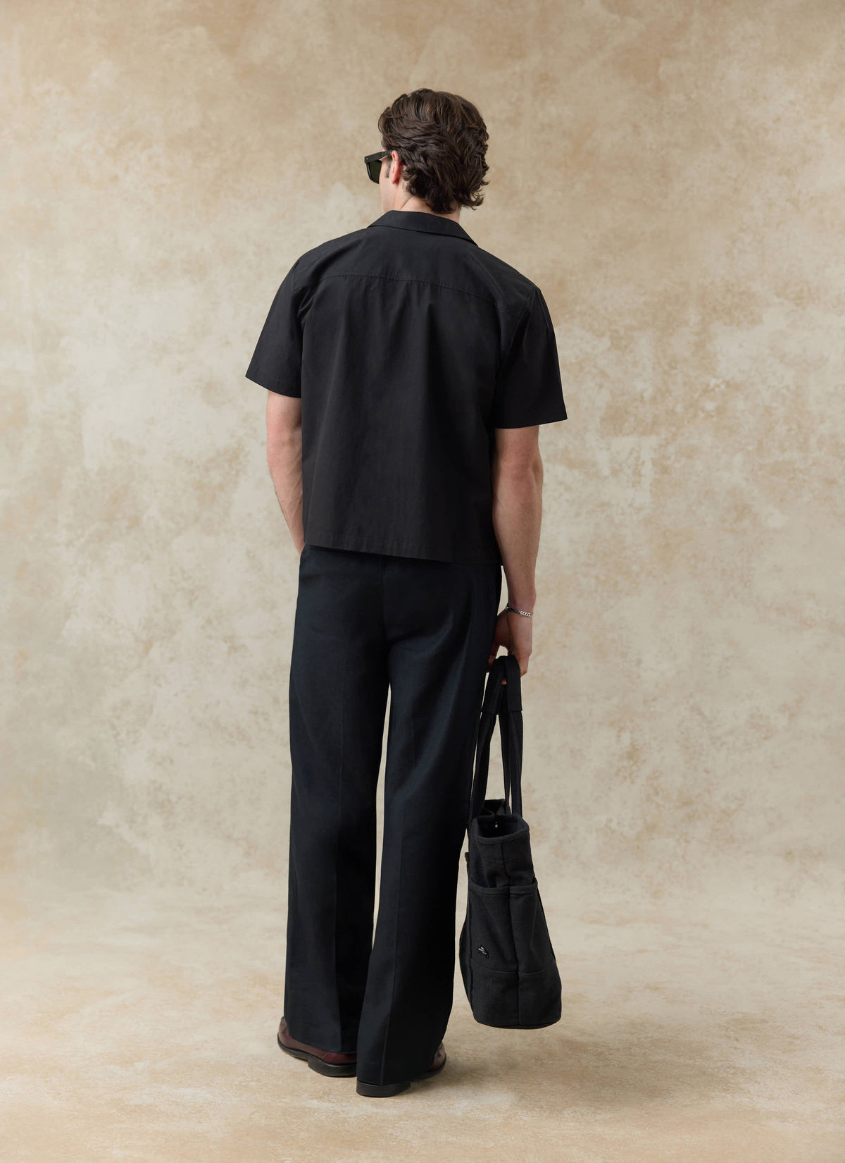 Men's Black Cuban Collar Shirt - Daniel - Cotton | Percival