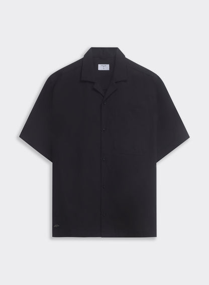 Men's Black Cuban Collar Shirt - Daniel - Cotton | Percival