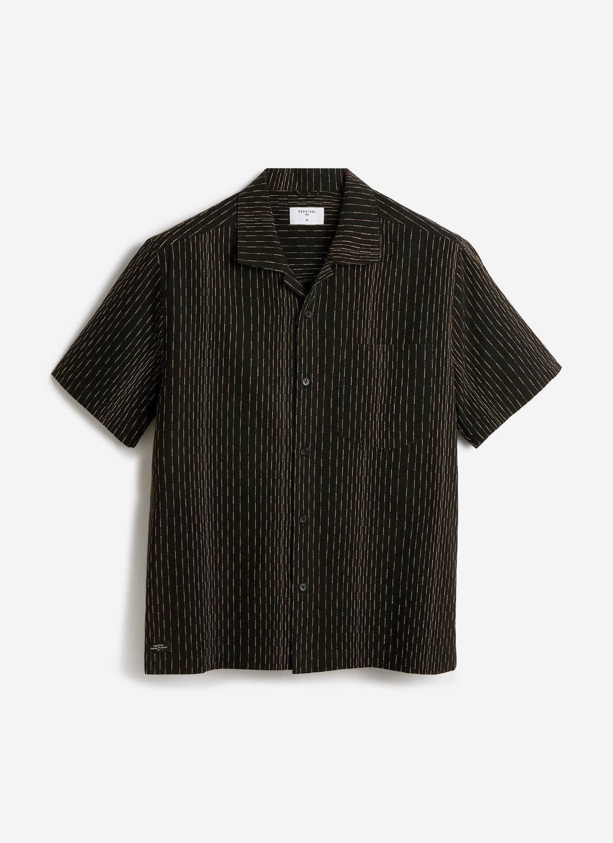 Men's Cuban Collar Shirt: Leland - Black - Cotton | Percival