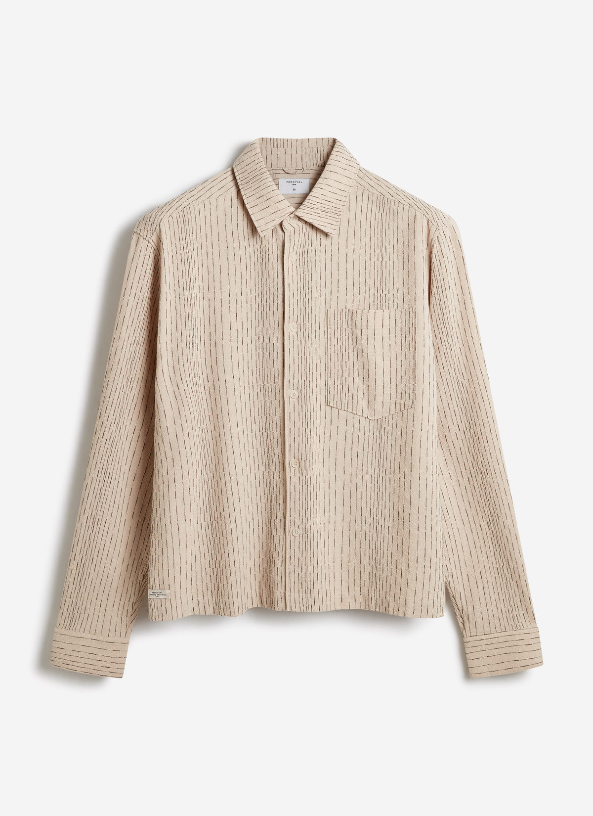 Men's Leland Cuban Boxy Long Sleeve Shirt - Cotton - Ecru | Percival