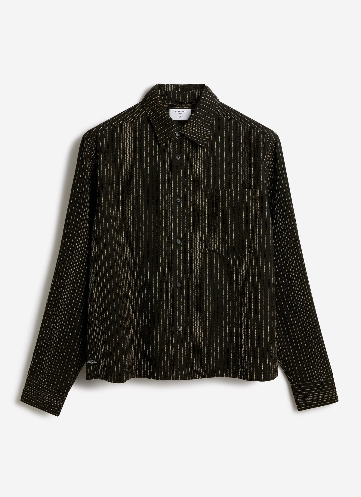 Men's Long Sleeve Boxy Shirt - Leland - Cotton - Black | Percival