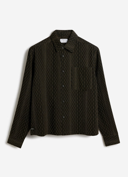 Men's Long Sleeve Boxy Shirt - Leland - Cotton - Black | Percival