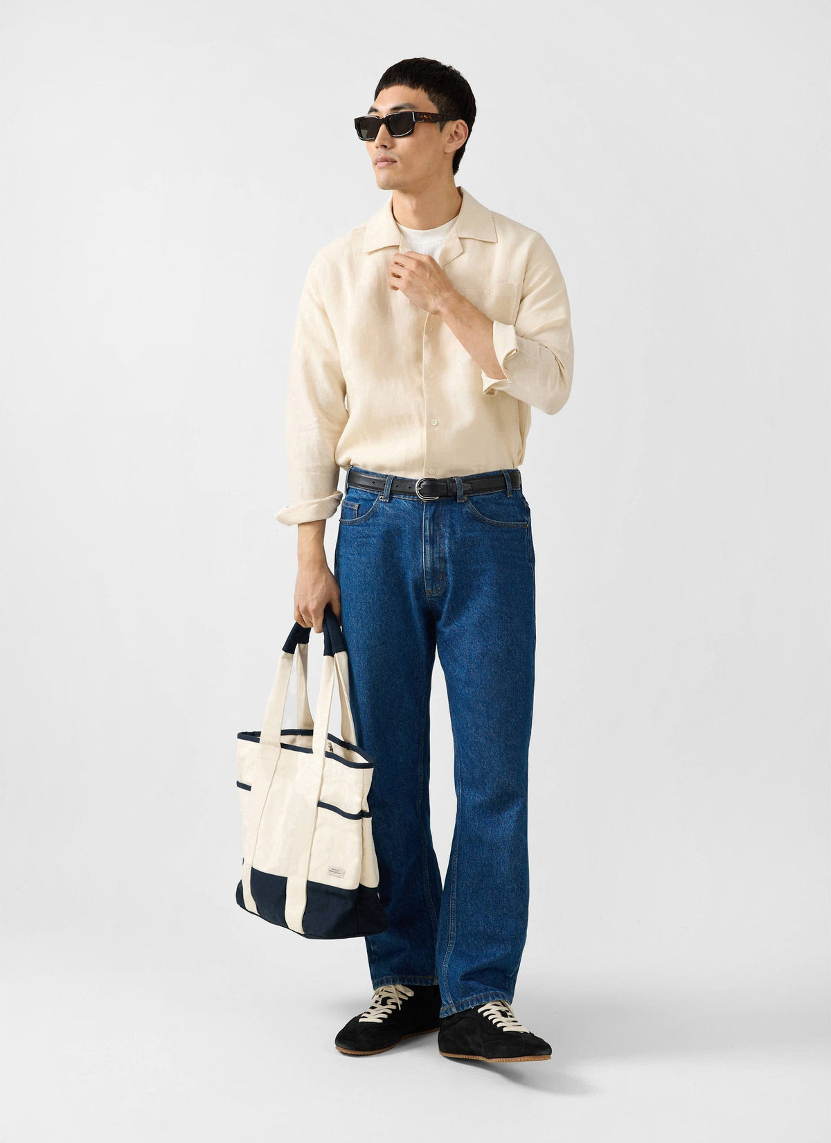 Men's Long Sleeve Cuban Shirt - 100% Linen - Cream | Percival