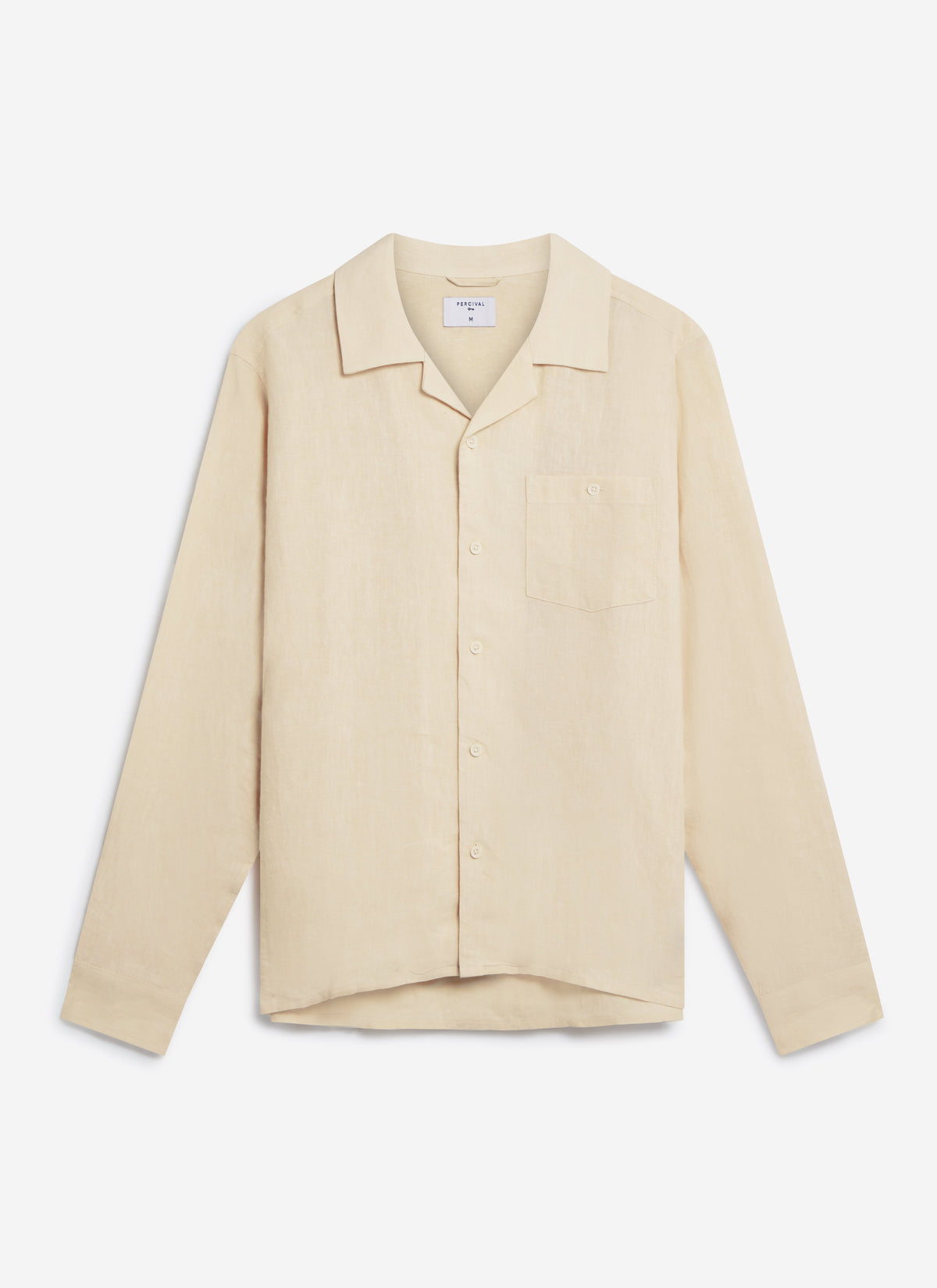 Men's Long Sleeve Cuban Shirt - 100% Linen - Cream | Percival