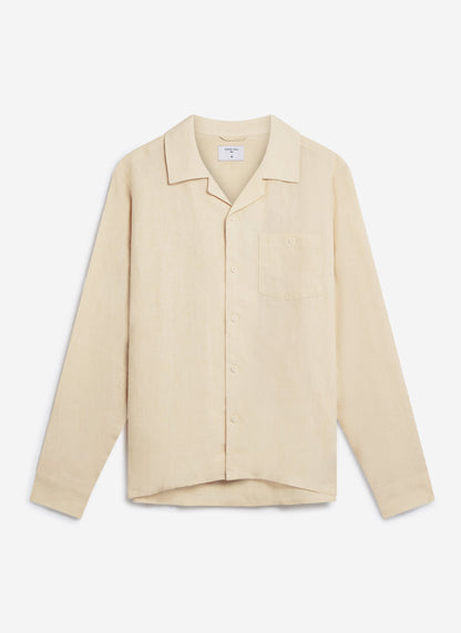 Men's Long Sleeve Cuban Shirt - 100% Linen - Cream | Percival