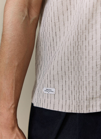 Men's Cuban Collar Shirt: Leland - Cream - Cotton | Percival