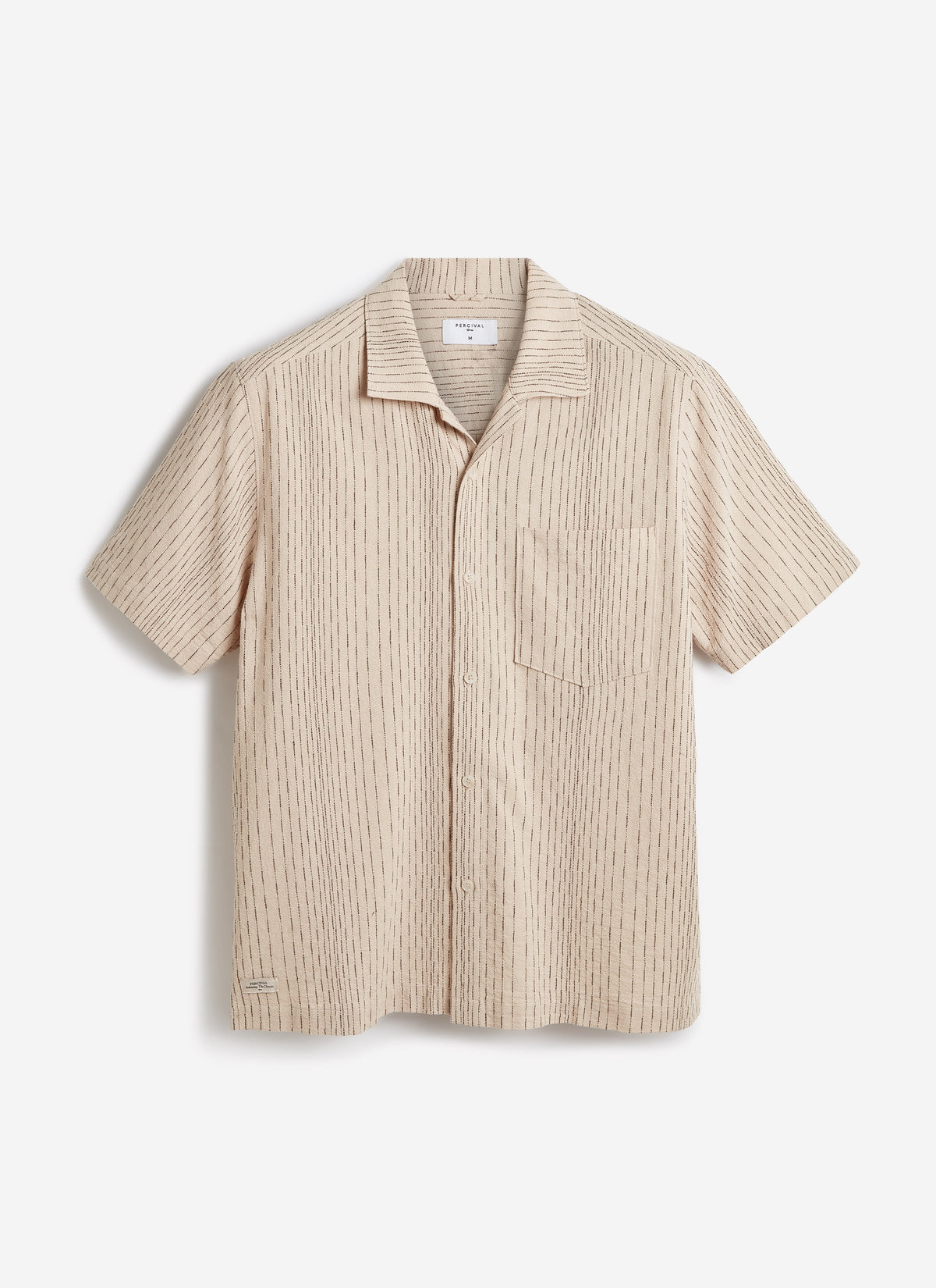 Men's Cuban Collar Shirt: Leland - Cream - Cotton | Percival
