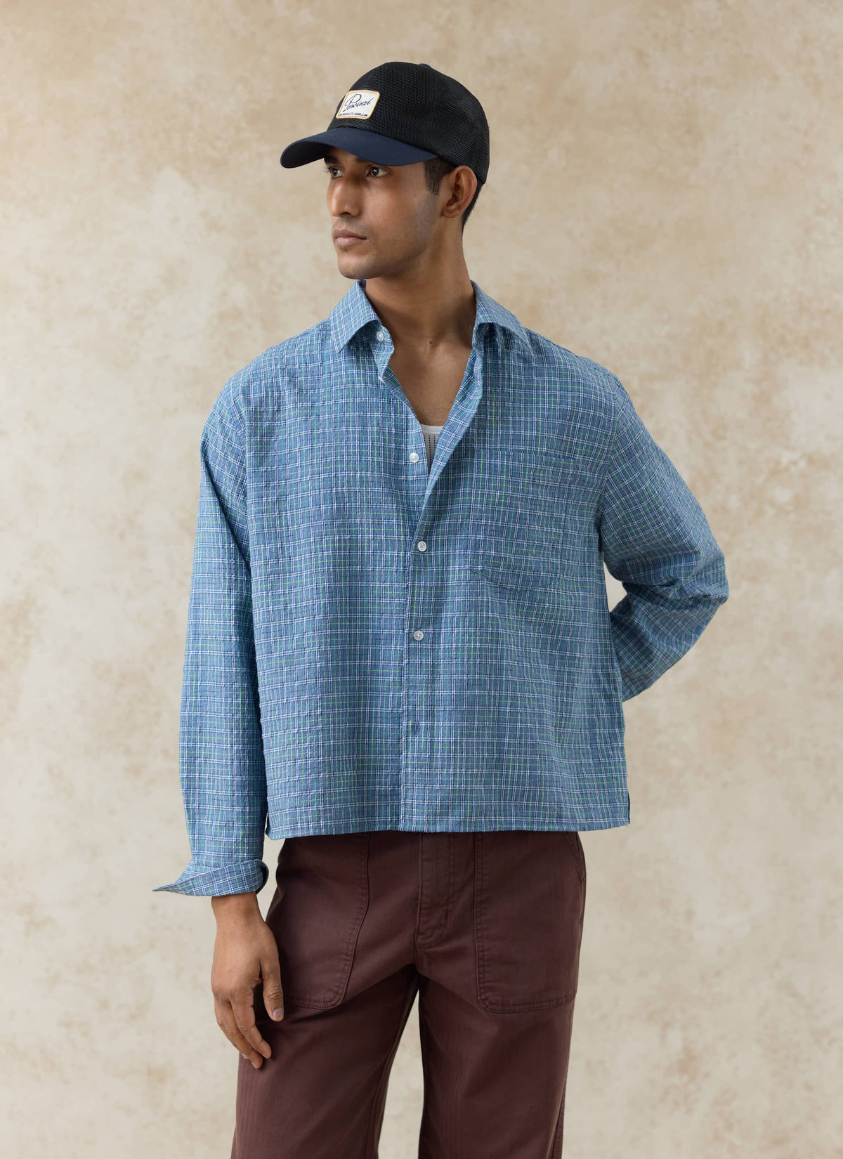 Men's Hinsley Checked Boxy Shirt - 100% Cotton | Percival