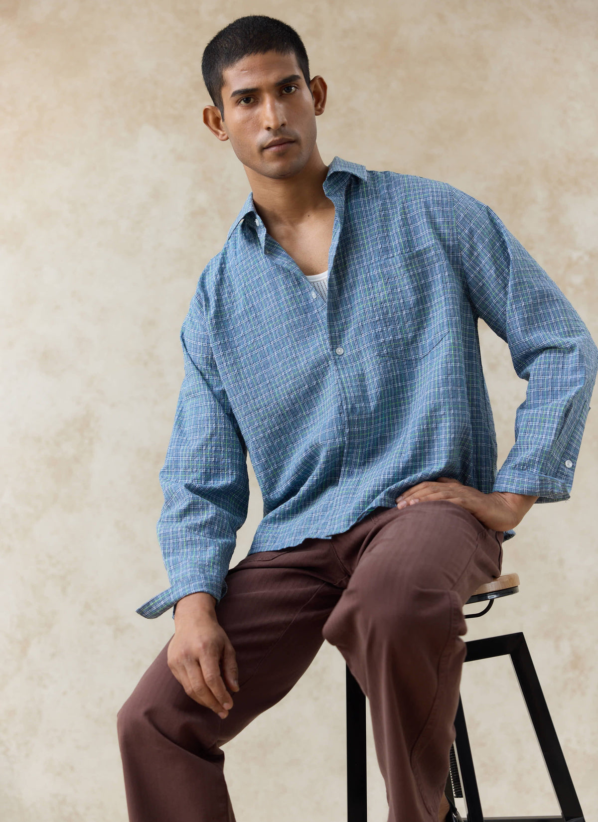 Men's Hinsley Checked Boxy Shirt - 100% Cotton | Percival