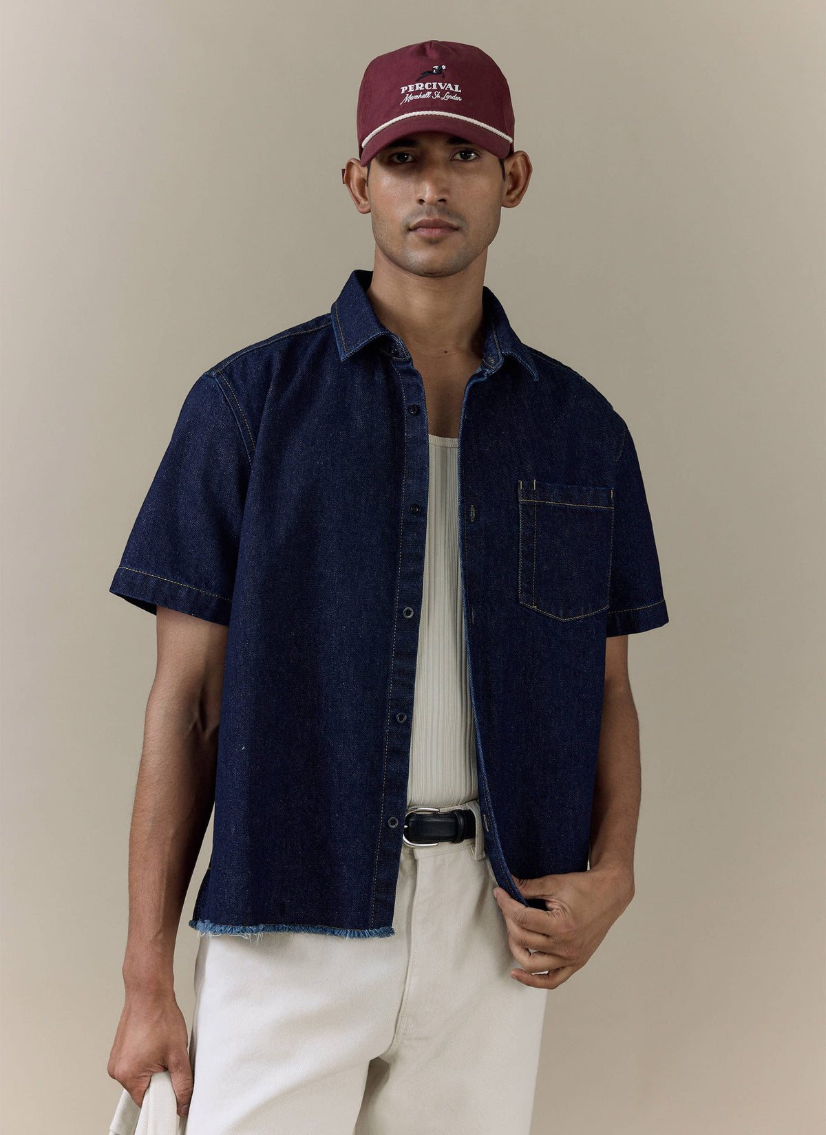 Men's Denim Shirt: Harley - Cotton - Dark Indigo | Percival
