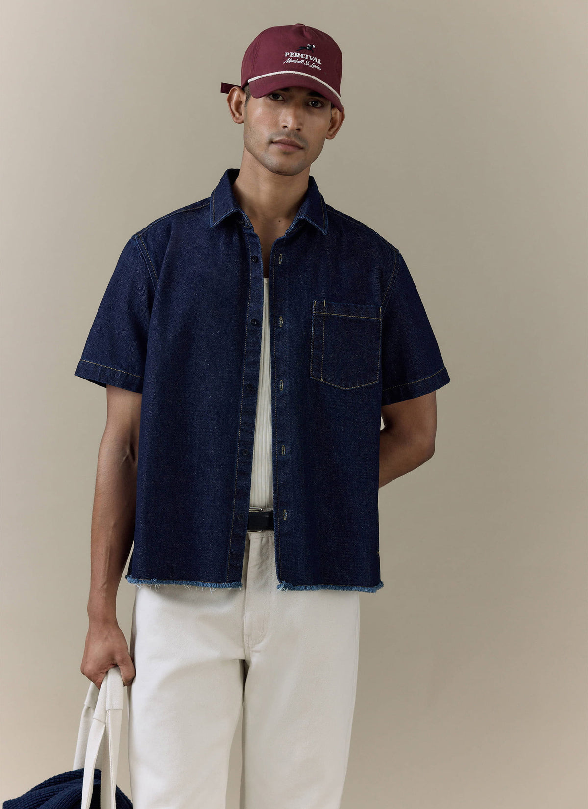 Men's Denim Shirt: Harley - Cotton - Dark Indigo | Percival