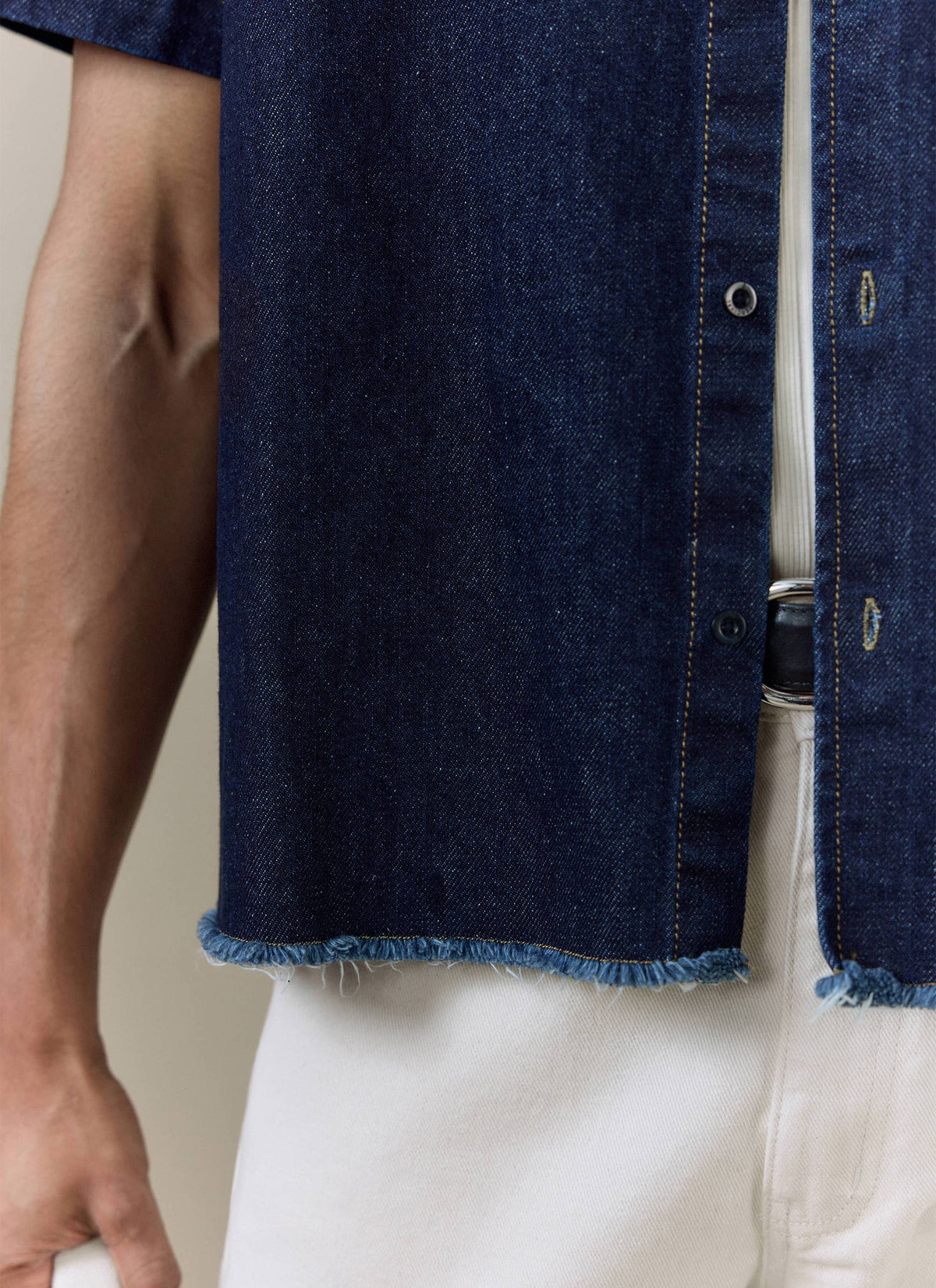 Men's Denim Shirt: Harley - Cotton - Dark Indigo | Percival